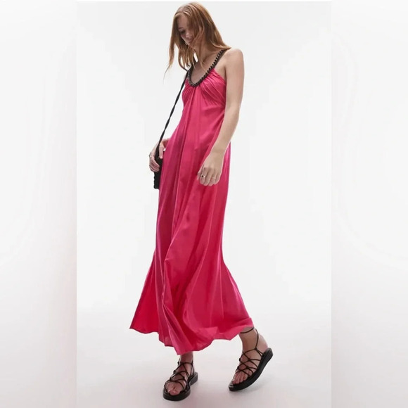 🌸 Halter maxi dress pink size small - Picture 1 of 11